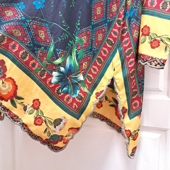 Johnny Was Silk Long Sleeve Tunic Floral Pattern Size Large - Picture 8 of 13